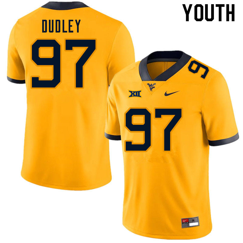 NCAA Youth Brayden Dudley West Virginia Mountaineers Gold #97 Nike Stitched Football College Authentic Jersey KH23Q83AL